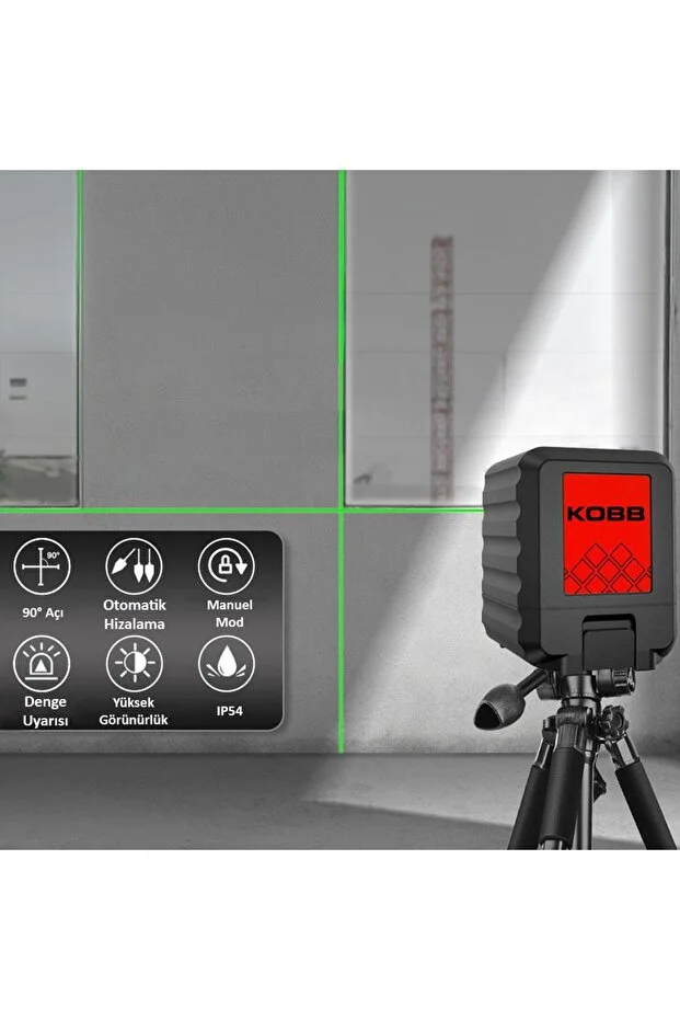 KBL90G 30 Metre Profesyonel Yatay ve Dikey Otomatik Hizalamalı Yeşil Çapraz Çizgi Lazer Distoma